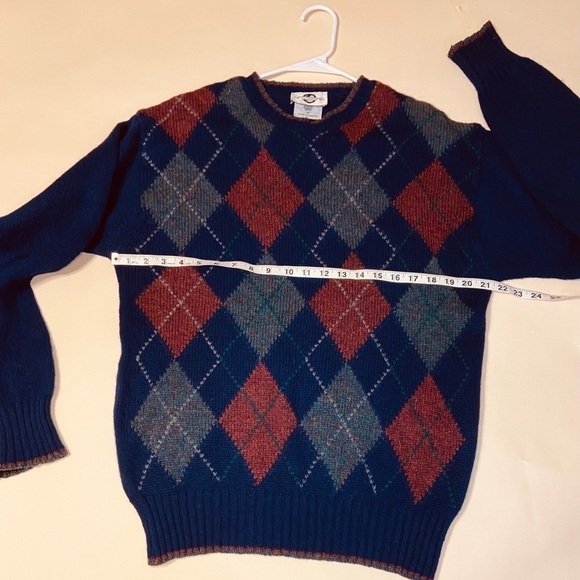 Woodward Collection Argyle Knitted Wool Sweater Outdoors Made In Ireland Vintage - Picture 7 of 8